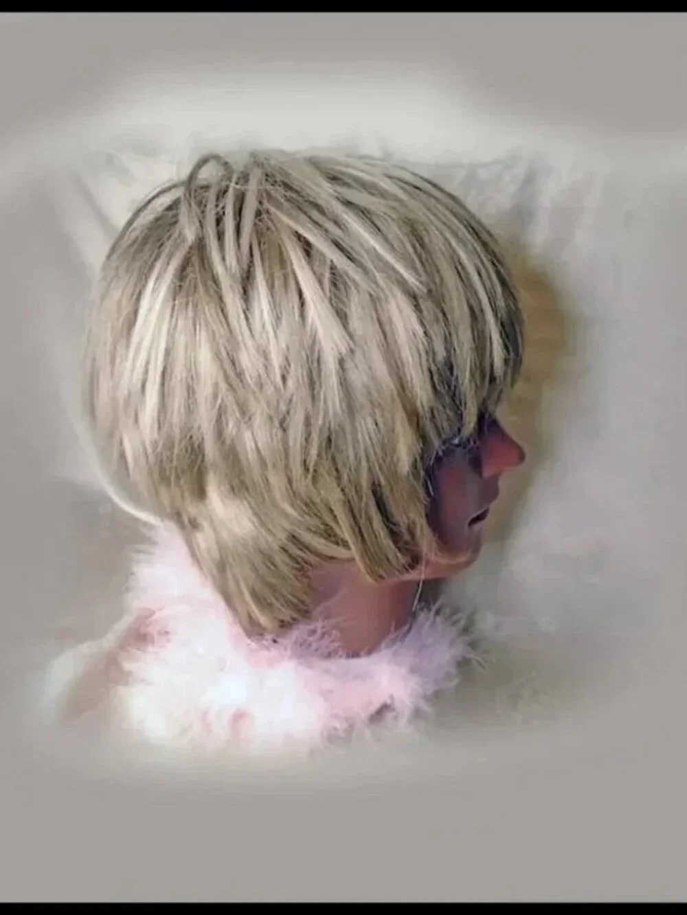 Shaggy Bob Wig, Multi-Toned Blonde, Heavy Bangs Glam Rock Courtney Love Grunge